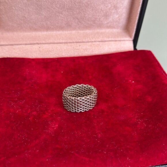 Tiffany & Co Somerset Mesh Ring Sterling Silver 925 – Size 7 Authentic - Picture 5 of 9
